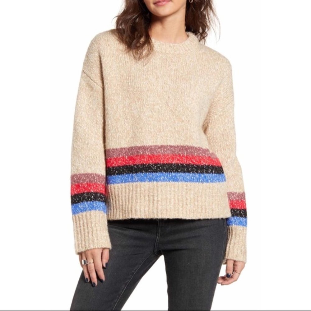 Treasure & Bond Crew Neck Mini Stripe Sweater